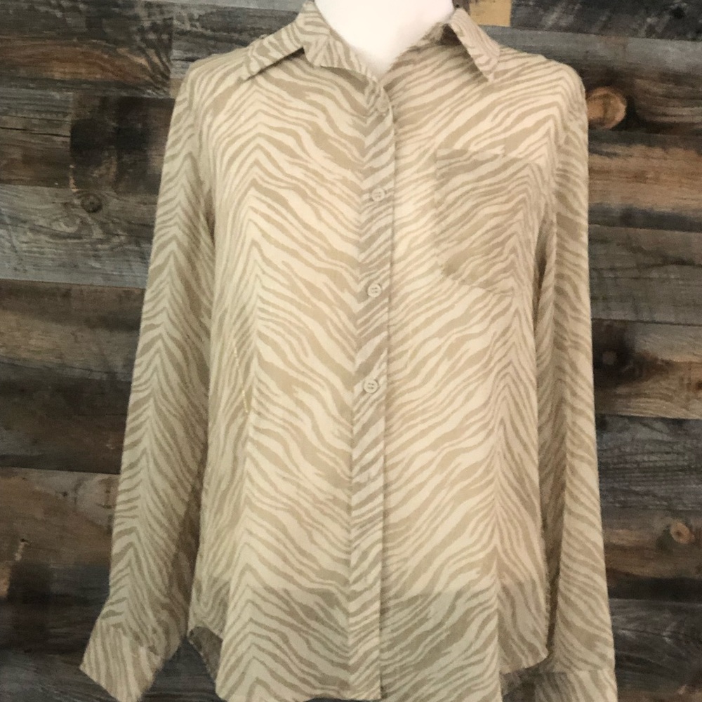 Chico's Gold Luxe Zebra Sady LS Shirt Size 0 (4/6)